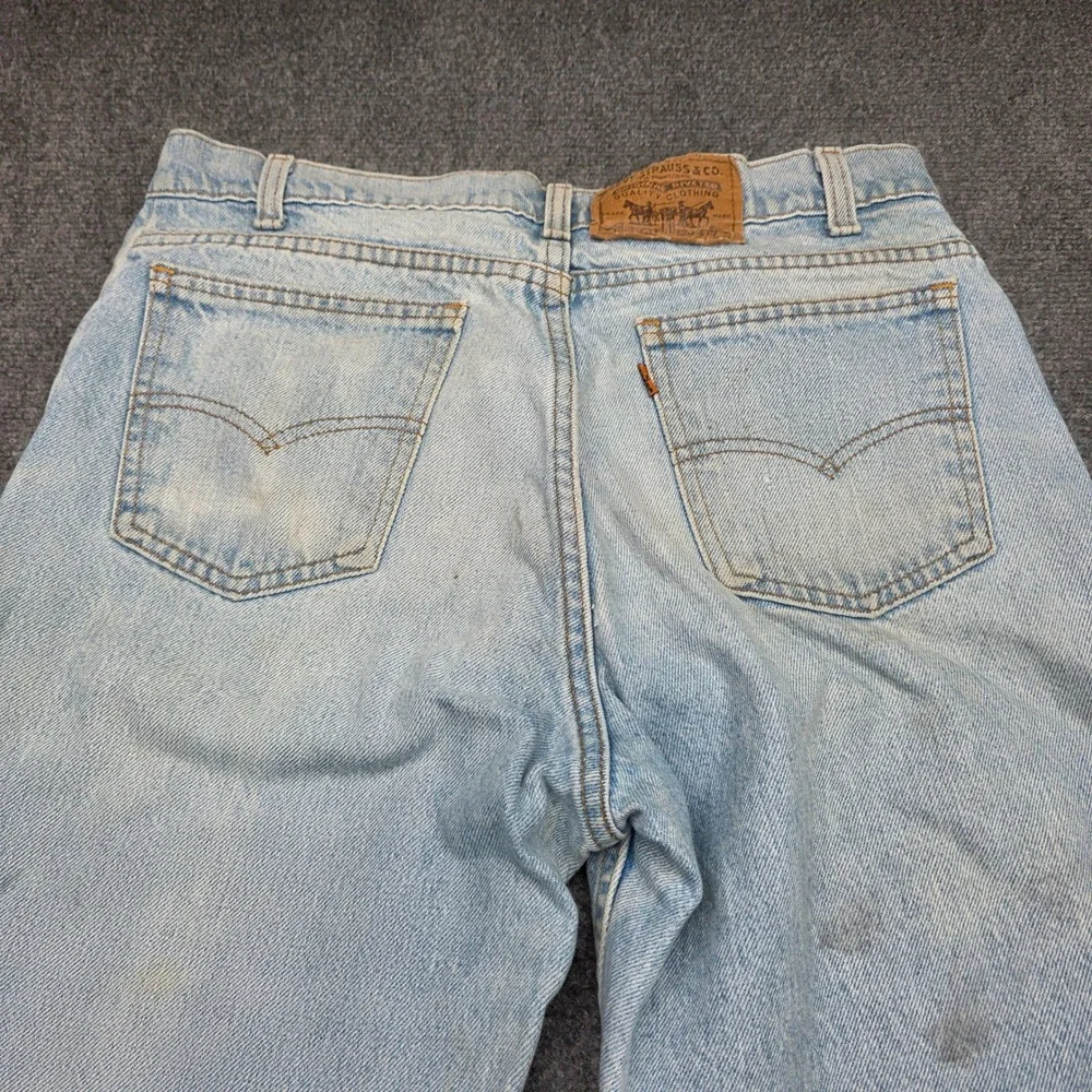 Vintage 1990 Levis 550 Orange Tab Jeans Mens 34x34 Made in USA Light Wash Blue